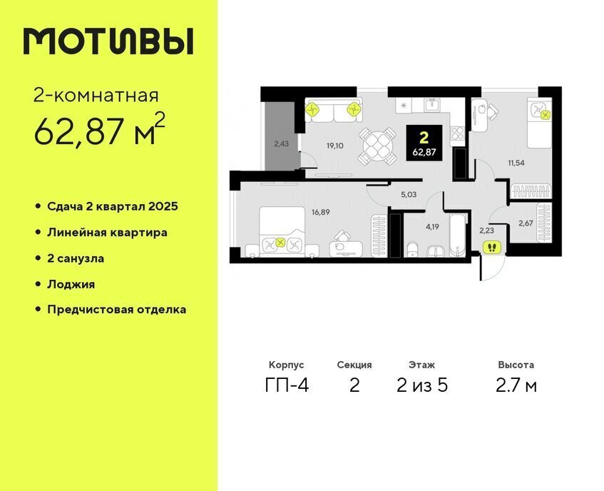 квартира г Тюмень ЖК «Мотивы» Калининский административный округ фото 1