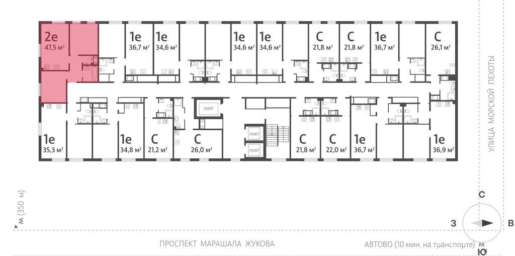 квартира г Санкт-Петербург метро Автово р-н Красносельский муниципальный округ Юго-Запад, жилой комплекс Морская миля фото 2