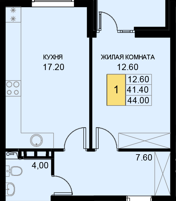 квартира р-н Динской п Южный ул Казачья 4/1 Южно-Кубанское сельское поселение фото 1