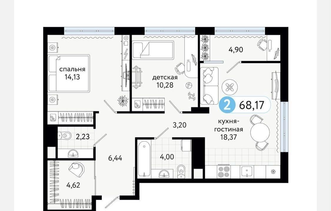 квартира р-н Тюменский д Дударева ул Сергея Джанбровского 17к/2 Тюмень фото 1