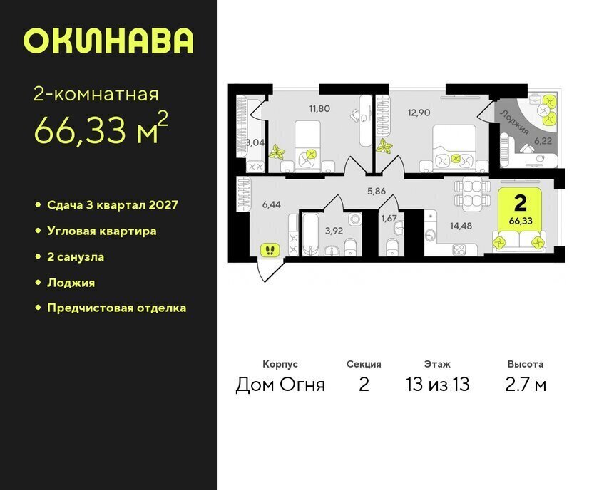 квартира г Тюмень ЖК «‎Окинава» Центральный административный округ фото 1