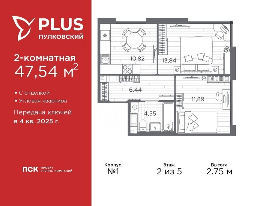 квартира г Санкт-Петербург метро Московская ЖК Пулковский Ленинградская область фото 1