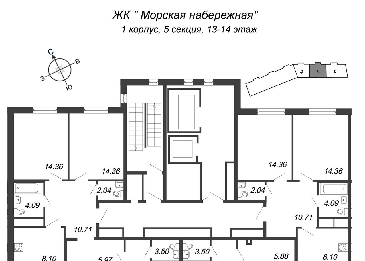 квартира г Санкт-Петербург метро Приморская наб Миклухо-Маклая 1к/1 фото 2