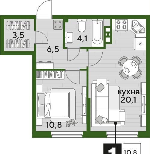 квартира г Краснодар р-н Прикубанский ул. Красных Партизан/Азовская, лит. 1 фото 2