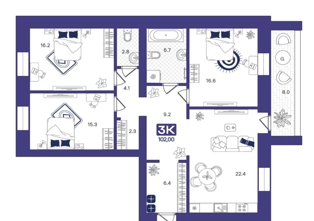 квартира г Тюмень р-н Центральный ул Тимофея Кармацкого 11 корп. 2 фото 2