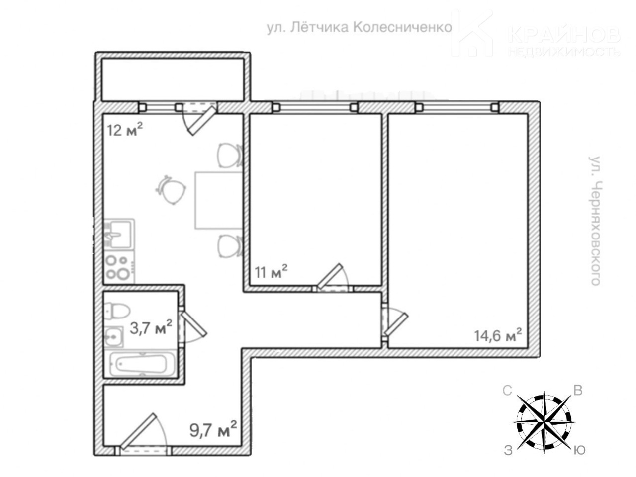 квартира г Воронеж р-н Ленинский ул Ворошилова 63к/2 фото 1