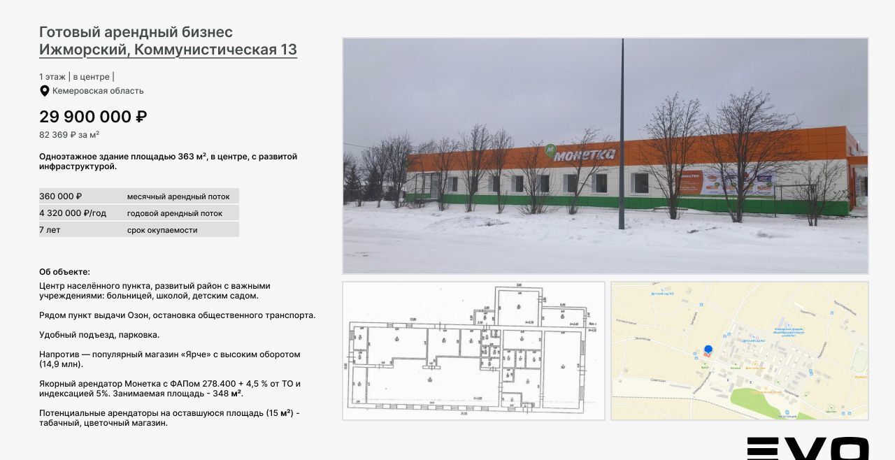 торговое помещение р-н Ижморский пгт Ижморский ул Коммунистическая 13 Кемеровская обл. - Кузбасс фото 1