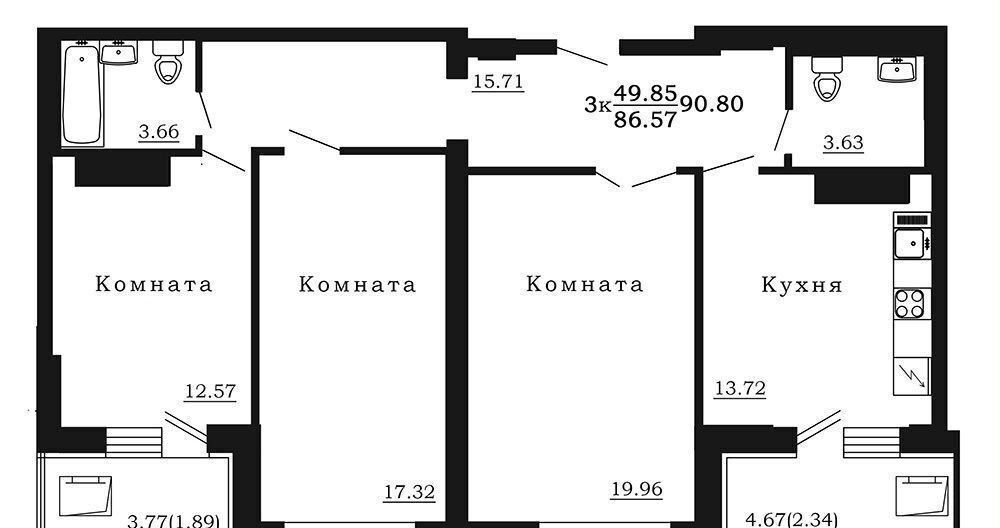 квартира г Самара р-н Ленинский Алабинская ул Маяковского 44 ЖК Маяковский NEW фото 2