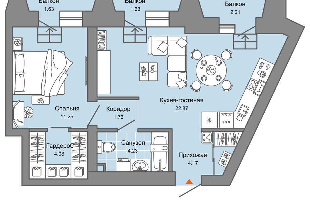 квартира г Екатеринбург п Широкая Речка Академический ЖК «Лес» Площадь 1905 Года фото 1