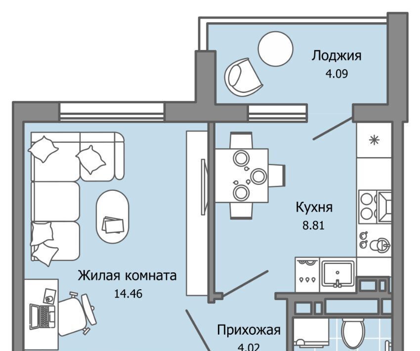 квартира г Ульяновск р-н Засвияжский ЖК «Город новаторов» Город Новаторов жилой комплекс, 2 фото 1