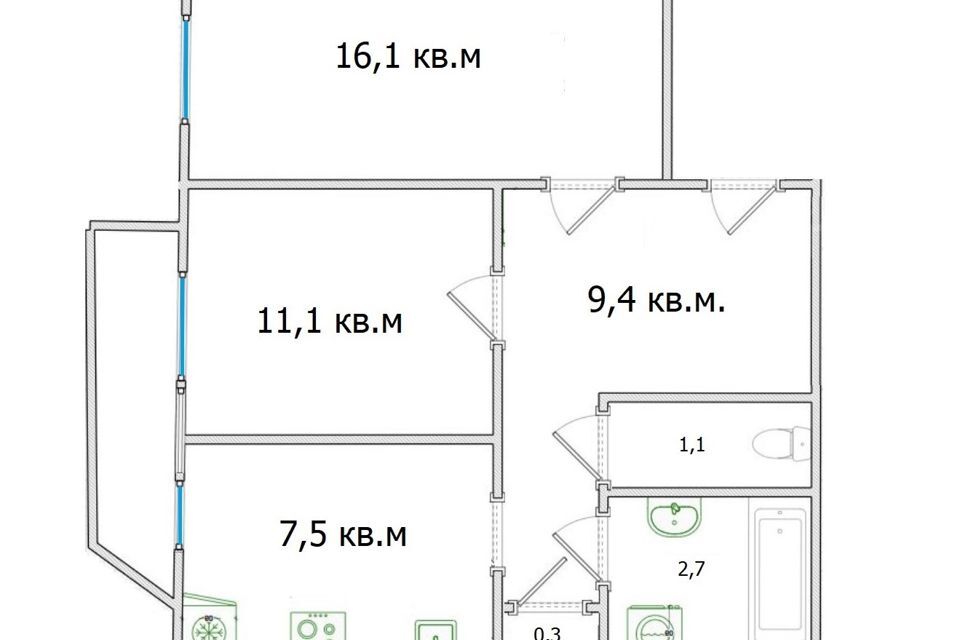 квартира г Санкт-Петербург ул Малая Бухарестская 3 Фрунзенский фото 2