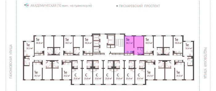 квартира г Санкт-Петербург метро Академическая ул Пахомовская 12к/2 ЖК «Ручьи» округ Полюстрово фото 2