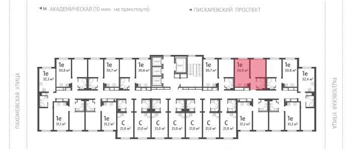 квартира г Санкт-Петербург метро Академическая ул Пахомовская 12к/2 ЖК «Ручьи» округ Полюстрово фото 2