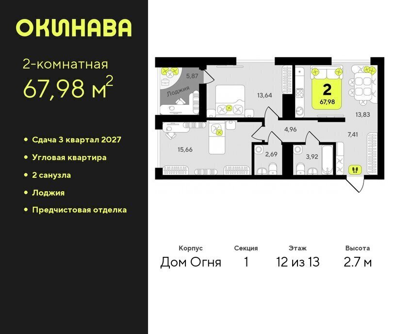 квартира г Тюмень ЖК «‎Окинава» Центральный административный округ фото 1