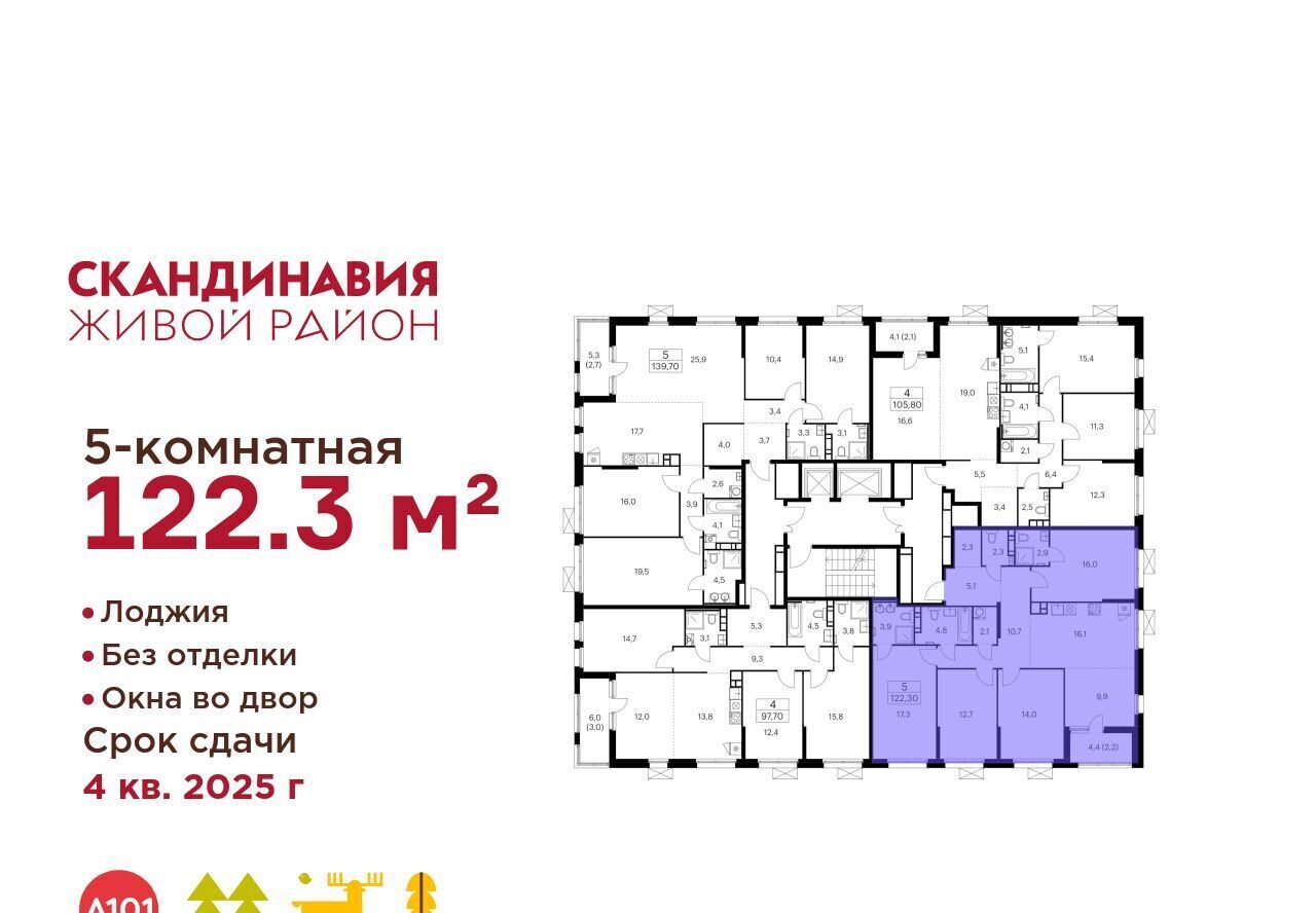 квартира г Москва п Сосенское ЖК Скандинавия 25/7 метро Бунинская аллея фото 2