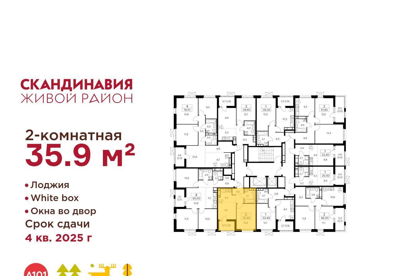 квартира г Москва п Сосенское ЖК Скандинавия 25/3 метро Бунинская аллея фото 2