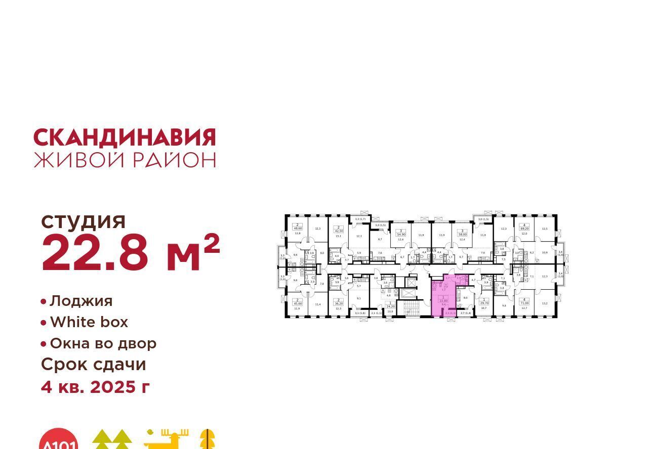 квартира г Москва п Сосенское ЖК Скандинавия 25/1 метро Бунинская аллея фото 2