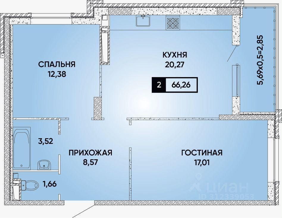 квартира г Краснодар р-н Прикубанский ул им. Григория Булгакова 11 квартал «Достояние» Жилой комплекс «Достояние», с А фото 1