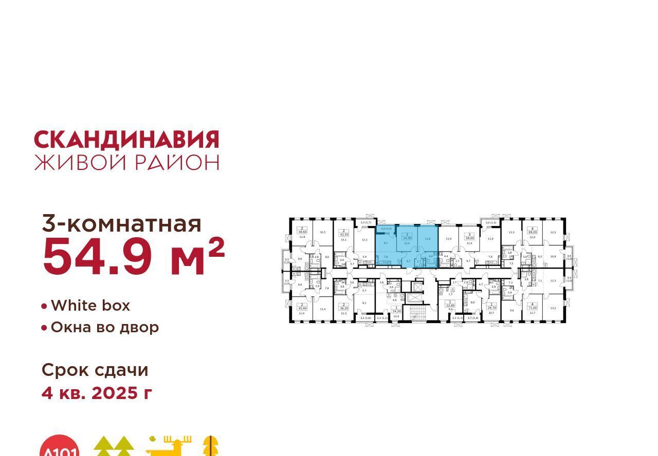 квартира г Москва п Сосенское ЖК Скандинавия 25/1 метро Бунинская аллея фото 2