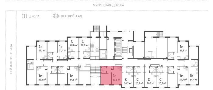 квартира г Санкт-Петербург метро Академическая Пейзажный квартал Цветной Город жилой комплекс фото 2