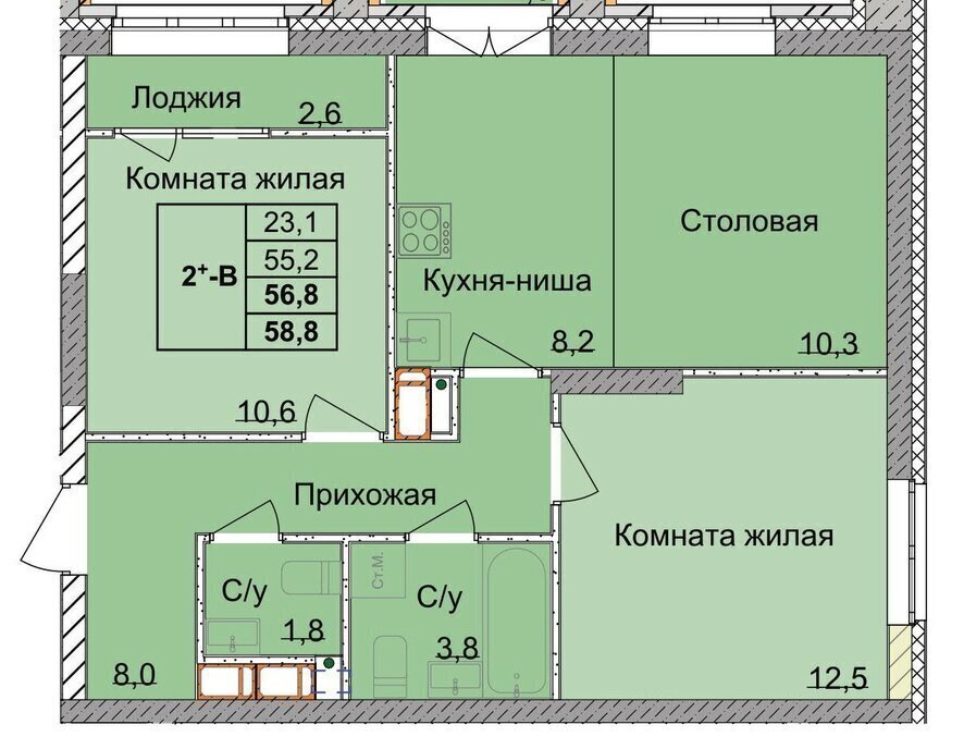 квартира г Нижний Новгород р-н Советский Горьковская ул 1-я Оранжерейная 14а ЖК Тетра фото 1