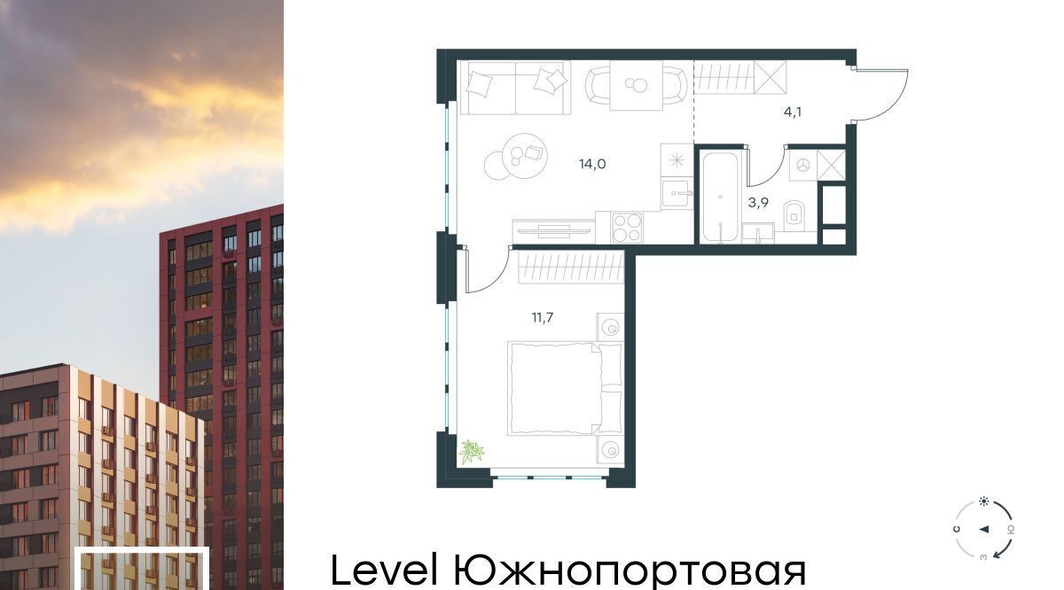 квартира г Москва метро Кожуховская ЖК Левел Южнопортовая 14 муниципальный округ Печатники фото 1