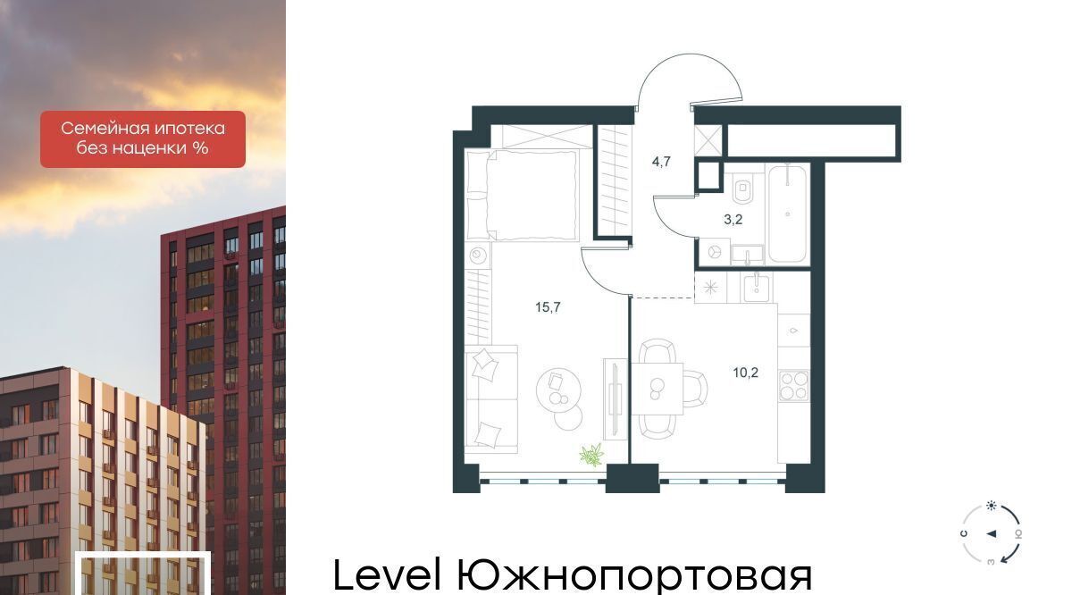 квартира г Москва метро Кожуховская ЖК Левел Южнопортовая 3 муниципальный округ Печатники фото 1