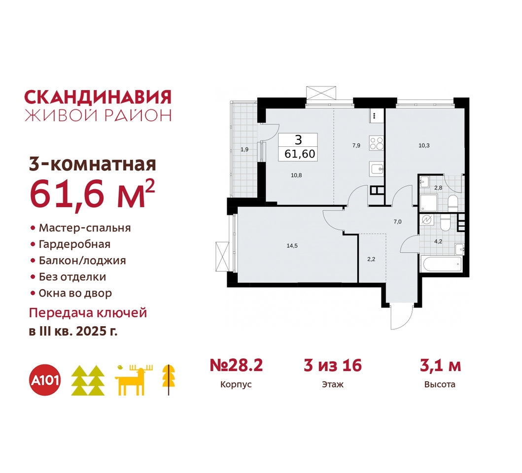 квартира г Москва п Сосенское жилой район «Скандинавия» Сосенское, жилой комплекс Скандинавия, 28. 2, Бутово фото 1