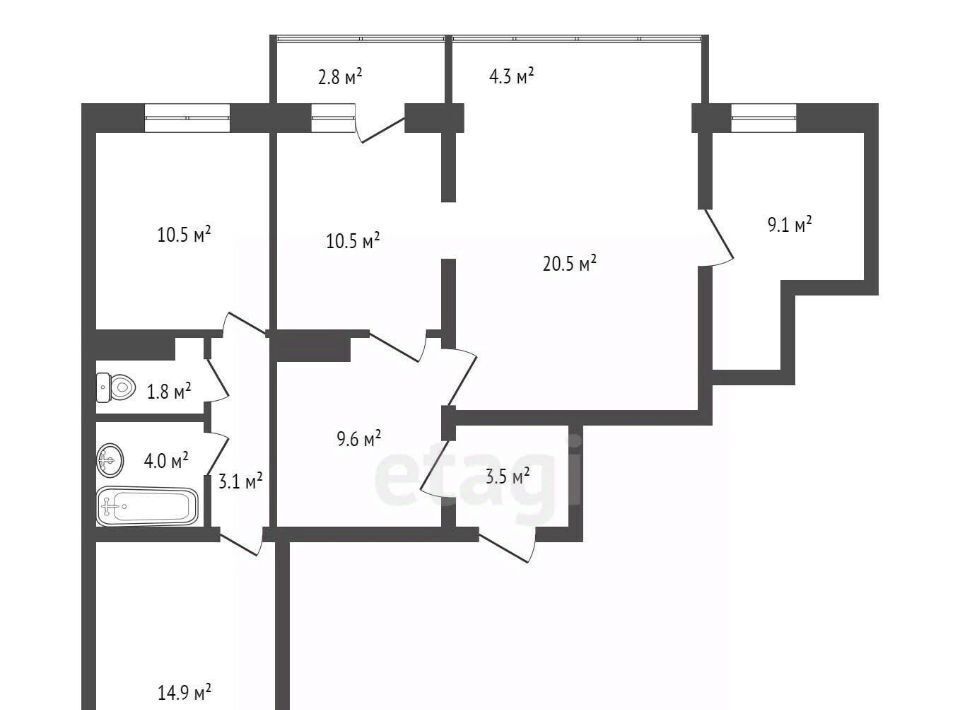 квартира г Красноярск р-н Советский ул Алексеева 21 фото 38