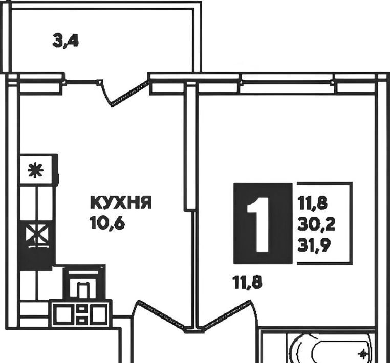 квартира г Краснодар р-н Прикубанский ул им. Героя Пешкова 14к/3 ЖК «Парк Победы» фото 2