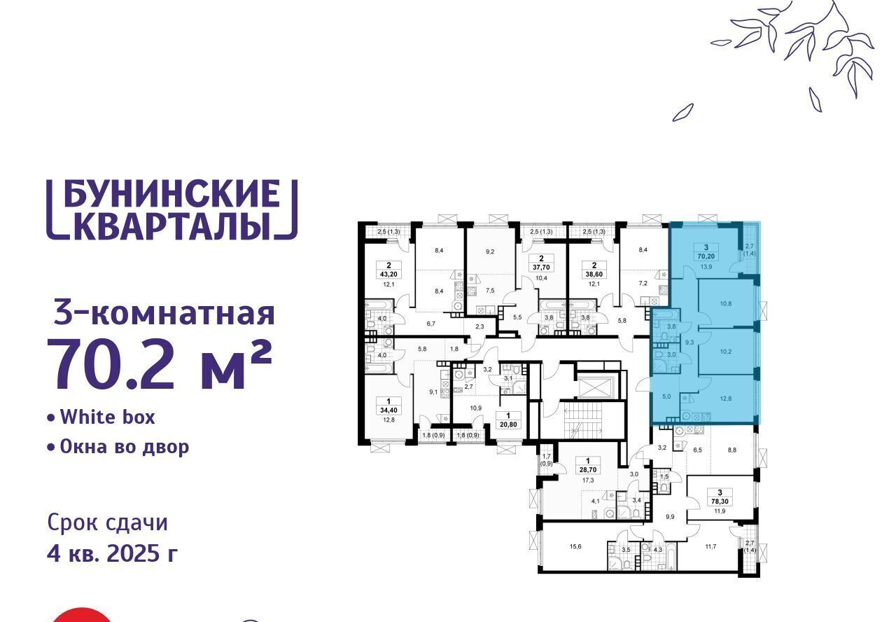 квартира г Москва п Сосенское ЖК Бунинские Кварталы 5/1 метро Бунинская аллея фото 2