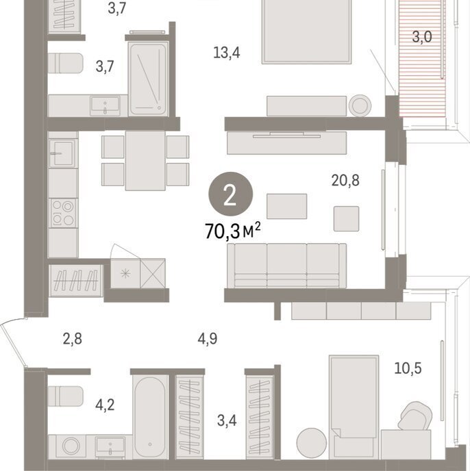 квартира г Тюмень жилой комплекс На Минской фото 2