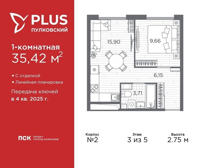 квартира г Санкт-Петербург метро Московская ЖК Пулковский Ленинградская область фото 1