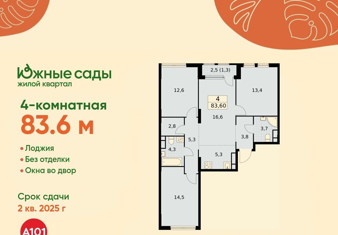 квартира г Москва метро Бульвар Адмирала Ушакова ЖК «Южные сады» к 2. 3 фото 1