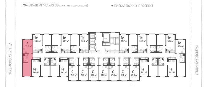 квартира г Санкт-Петербург метро Академическая ул Пахомовская 12к/2 округ Полюстрово фото 2