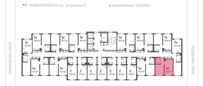 квартира г Санкт-Петербург метро Академическая ул Пахомовская 12к/2 округ Полюстрово фото 2