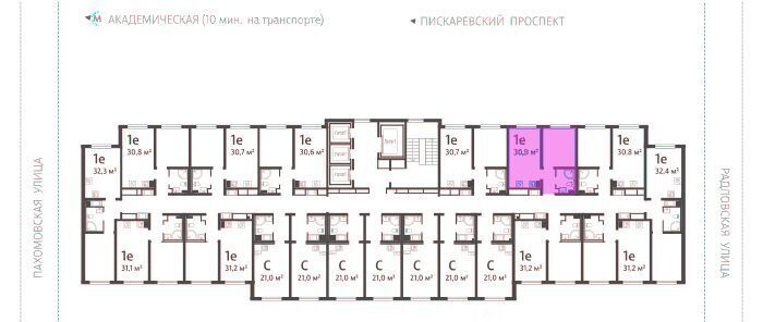 квартира г Санкт-Петербург метро Академическая ул Пахомовская 12к/2 округ Полюстрово фото 2