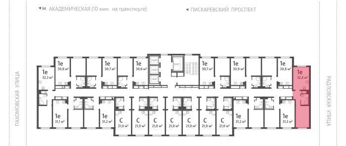 квартира г Санкт-Петербург метро Академическая ул Пахомовская 12к/2 округ Полюстрово фото 2