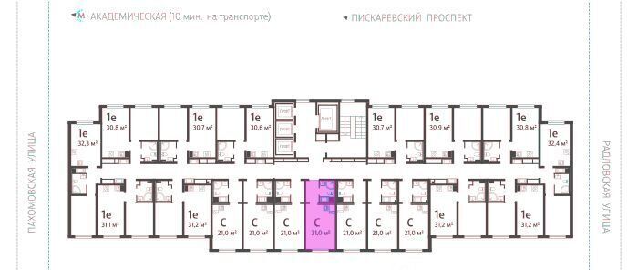 квартира г Санкт-Петербург метро Академическая ул Пахомовская 12к/2 округ Полюстрово фото 2