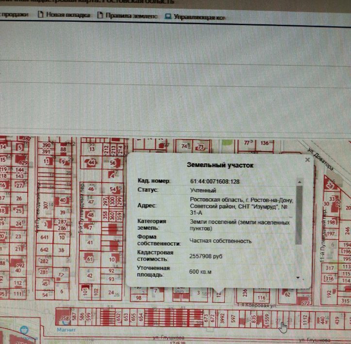 земля г Ростов-на-Дону р-н Советский сад Изумруд 31А фото 2
