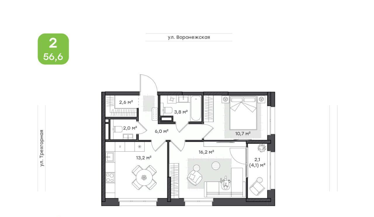 квартира г Хабаровск р-н Краснофлотский ул Воронежская 161а фото 2