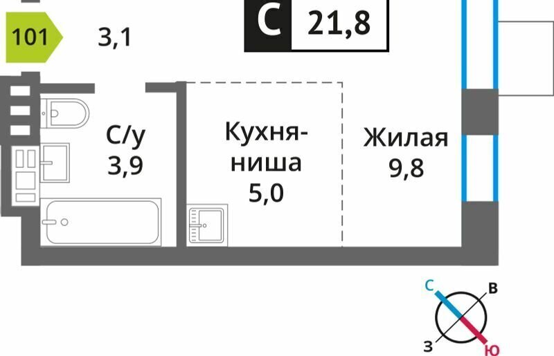 квартира направление Ленинградское (северо-запад) ш Пятницкое Марьино-Знаменское, жилой комплекс Смарт Квартал Лесная Отрада, к 3, г Щербинка, посёлок Светлые Горы, квартал фото 1