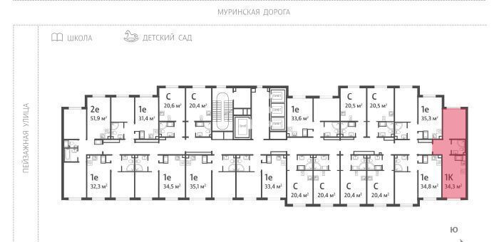 квартира г Санкт-Петербург метро Гражданский Проспект пр-кт Пискарёвский 216/2 дор Муринская фото 2