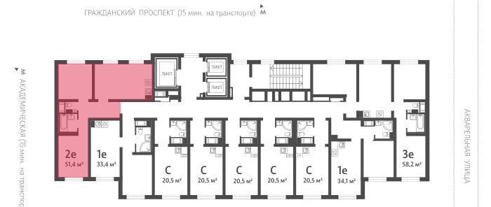 квартира г Санкт-Петербург метро Академическая ЖК «Ручьи» округ Полюстрово фото 2