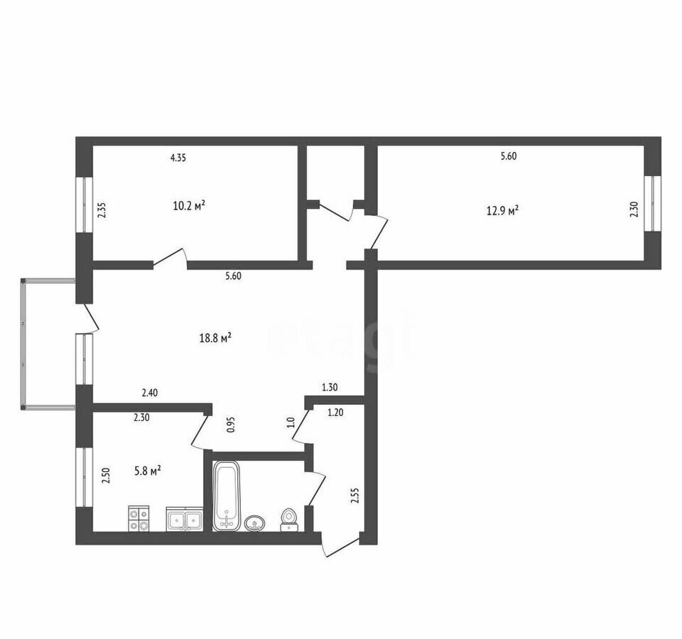 квартира г Орел р-н Заводской ул Комсомольская 238 фото 26