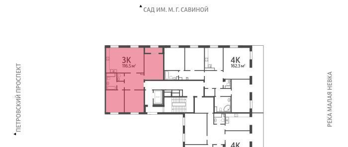 квартира г Санкт-Петербург метро Крестовский Остров пр-кт Петровский 11к/3 округ Петровский фото 2