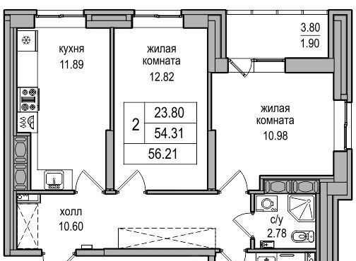 квартира г Санкт-Петербург п Парголово Парнас метро Парнас проезд Толубеевский, 34к 3 фото 1