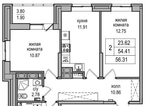 квартира г Санкт-Петербург п Парголово Парнас метро Парнас проезд Толубеевский, 34к 3 фото 1