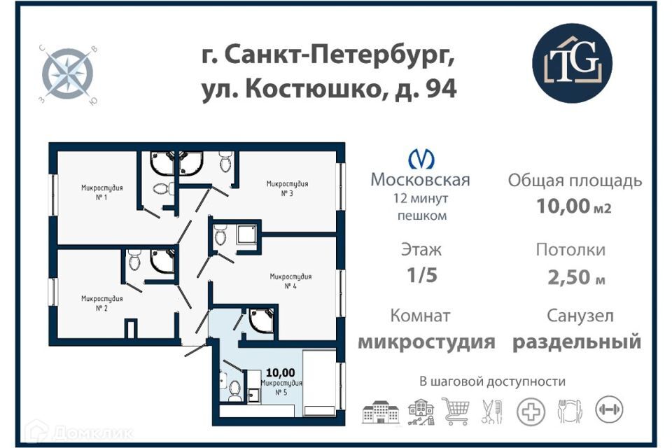 комната г Санкт-Петербург ул Костюшко 94 Московский район фото 2