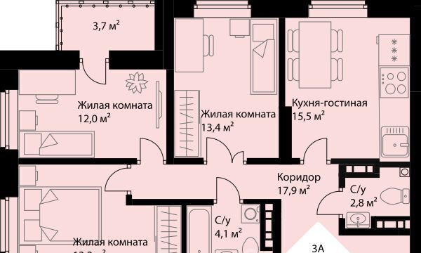 квартира г Екатеринбург Эльмаш ЖК Веер Парк Проспект Космонавтов, жилрайон фото 1